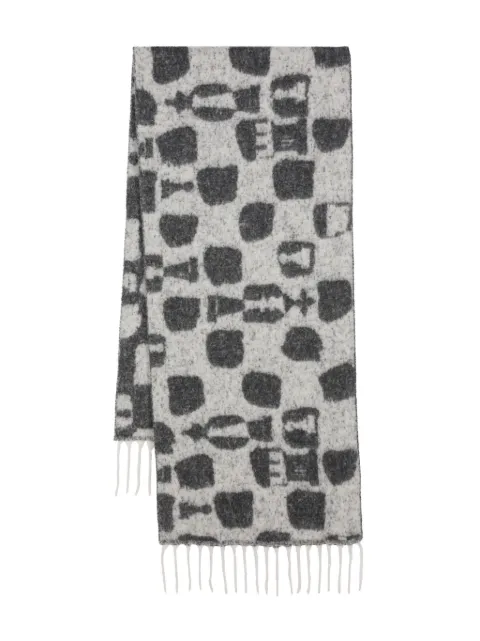 Henrik Vibskov chess pieces-jacquard wool scarf Black AW24STUDA901