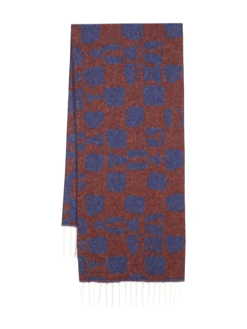 Henrik Vibskov chess pieces-jacquard wool scarf Blue AW24STUDA901