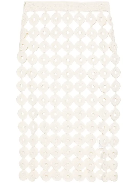 Wales Bonner Stanza crochet-knit midi skirt Neutrals WS24KN36CO18099