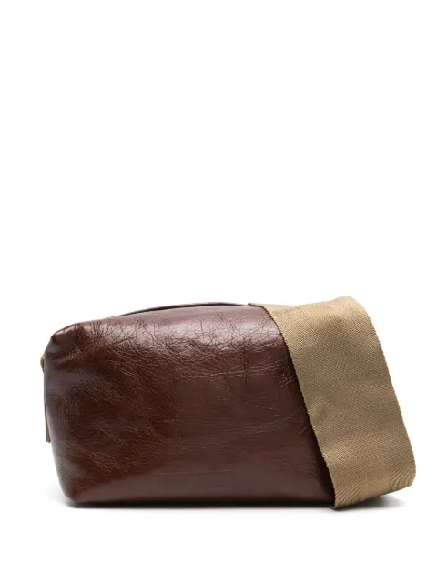 Uma Wang logo-debossed leather shoulder bag Brown UB0034