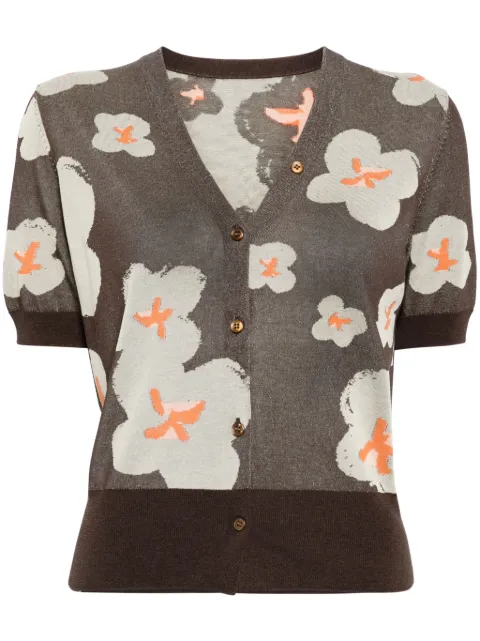 JNBY floral intarsia-knit cotton-blend cardigan Brown 5O4312040