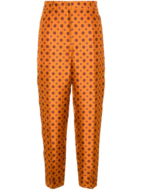 Alberto Biani geometric-print tapered trousers Orange CC848SE3178