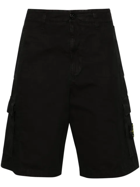 Stone Island Compass-badge cotton cargo shorts Black 8015L14WA