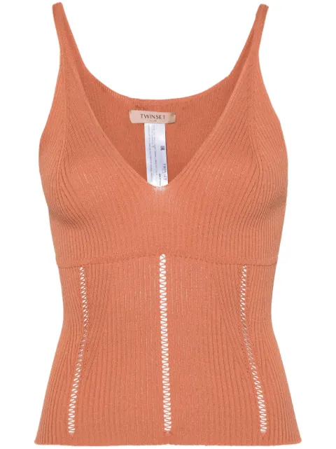 TWINSET sleeveless ribbed-knit top Orange 241TT3153