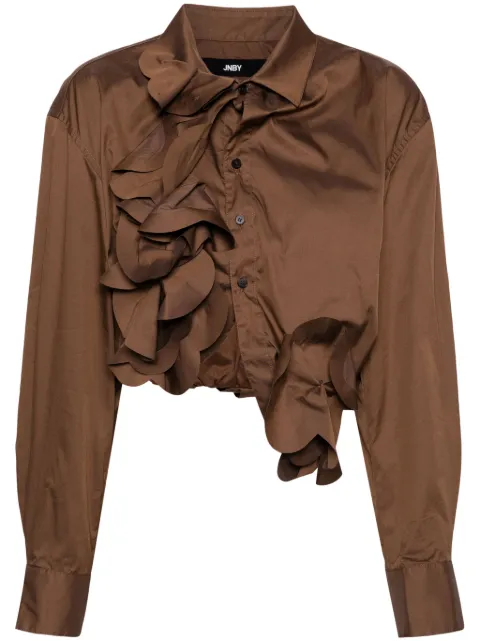 JNBY flower-detailing cotton shirt Brown 5O4211550