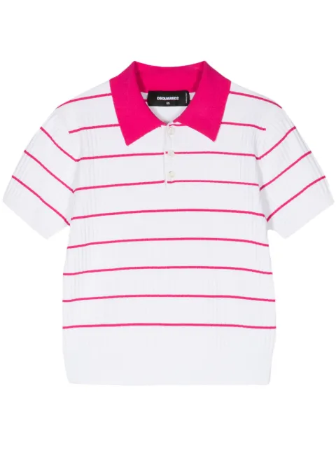 DSQUARED2 striped cropped polo top White S72HA1194D13015