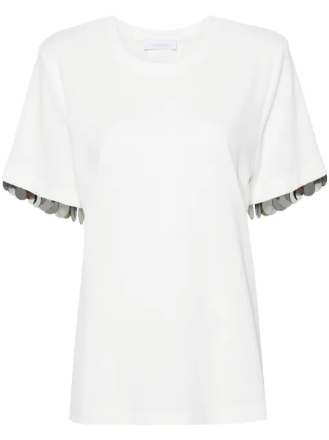 Rabanne paillette-embellished crepe T-shirt White 24PJTE148VI0353