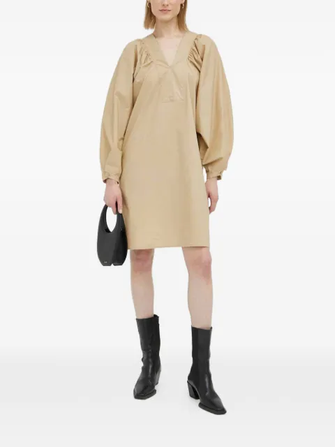 By Malene Birger balloon-sleeve V-neck mini dress Neutrals Q71873006