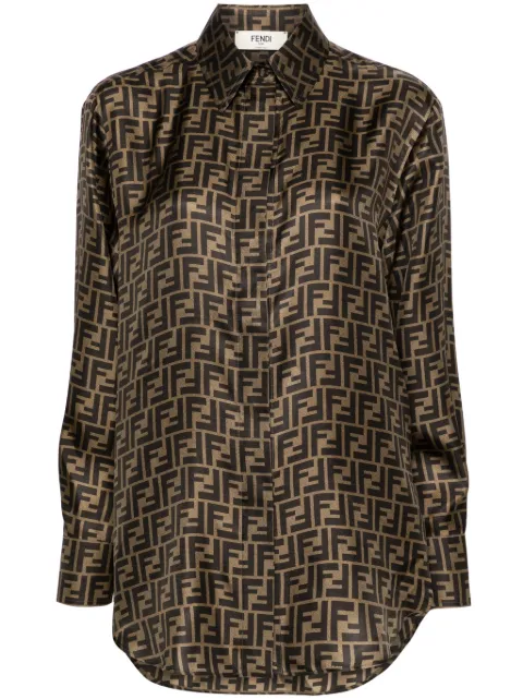 FENDI logo-pattern shirt Brown FS8107A8G3