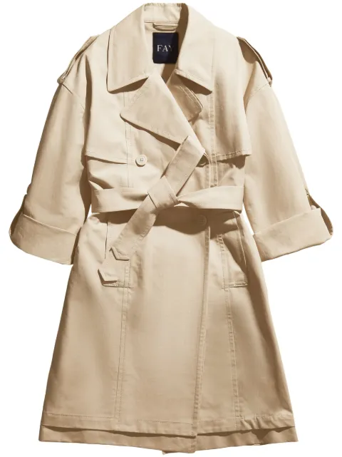 Fay double-breasted cotton trench coat Neutrals NAW62483270WAP