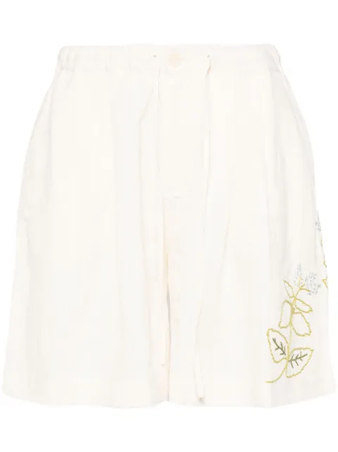 STORY mfg. Bridge floral-embroidered shorts White SSS24STBRILINEHE