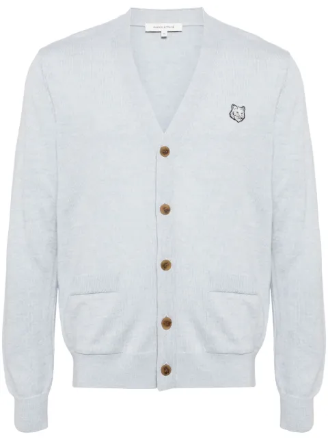 Maison Kitsuné Fox Head-appliqué wool cardigan Blue MM00509KT1036