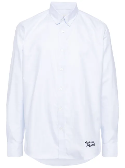 Maison Kitsuné logo-embroidered cotton shirt Blue MM00407WC2010P410