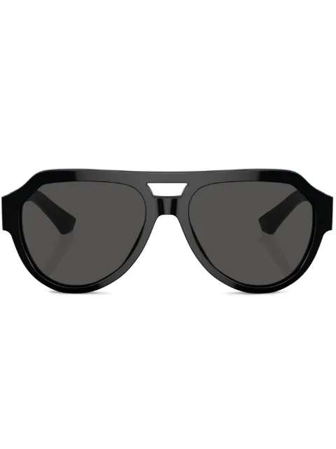 Dolce & Gabbana Eyewear logo-plaque pilot-frame sunglasses Black DG446650187