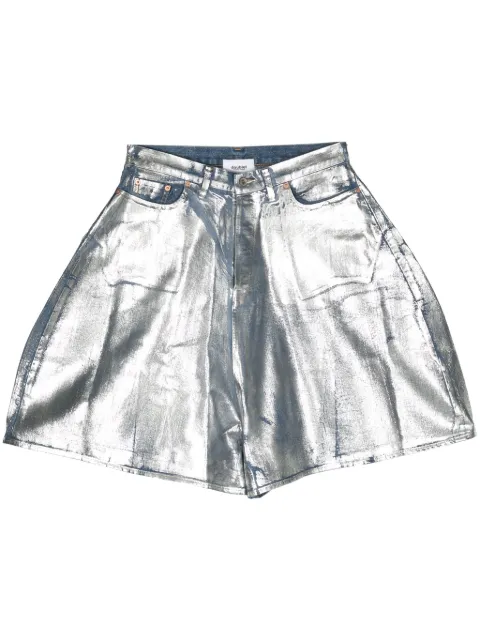 Doublet metallic-finish denim shorts Silver 24SS09PT260