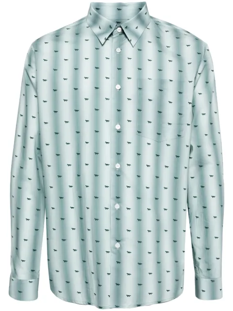 Maison Kitsuné logo-print cotton shirt Green MM00416WC4044