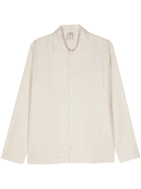 Another Aspect cutaway-collar raw-silk shirt Neutrals 1047