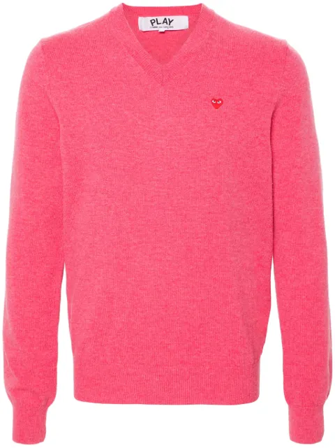 Comme Des Garçons Play heart-patch wool jumper Pink AXN078051
