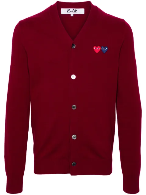 Comme Des Garçons Play Heart-patch wool cardigan Red AXN058051