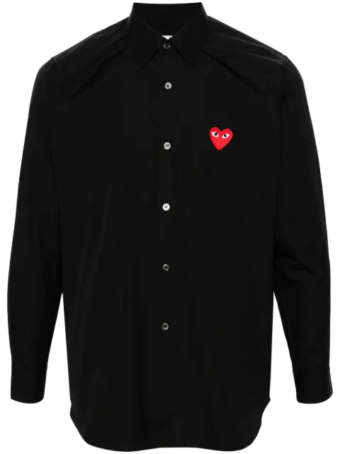 Comme Des Garçons Play Heart-patch poplin shirt Black AXB002051