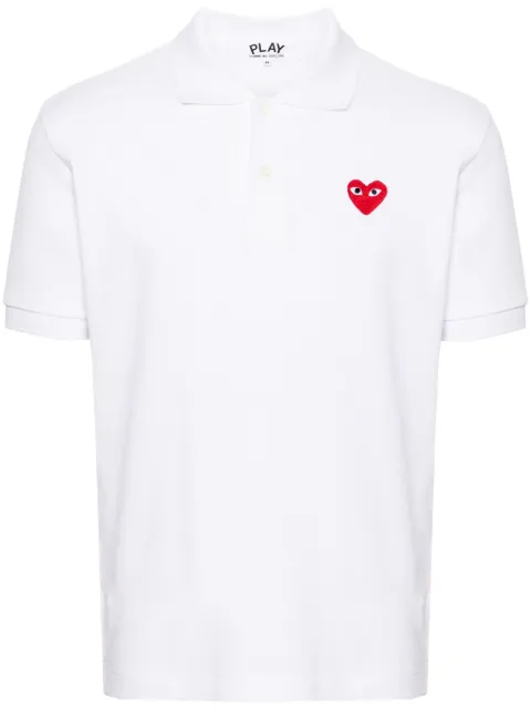 Comme Des Garçons Play logo heart-patch polo shirt White AXT006051