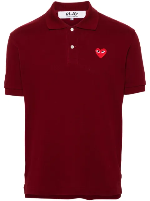 Comme Des Garçons Play heart-patch cotton polo shirt Red AXT0060513
