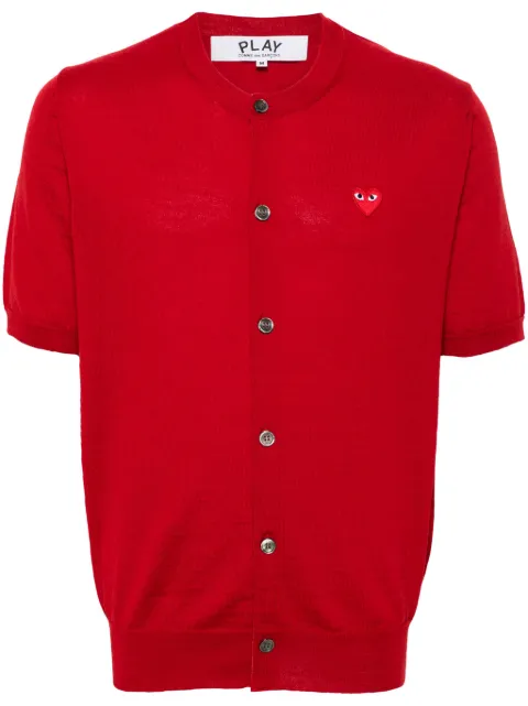 Comme Des Garçons Play Heart-patch short-sleeve cardigan Red AXN095051