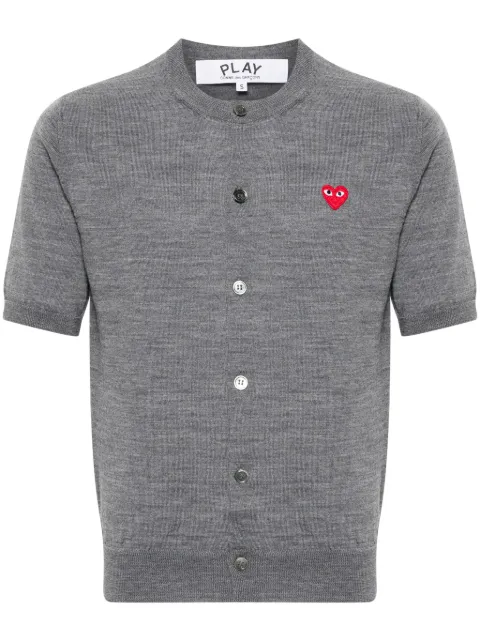 Comme Des Garçons Play logo heart-patch short-sleeve cardigan Grey AXN095051