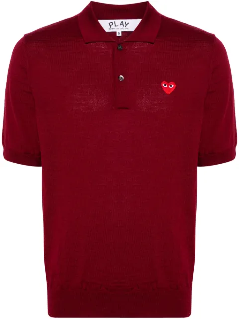 Comme Des Garçons Play heart-patch wool polo shirt Red AXN094051