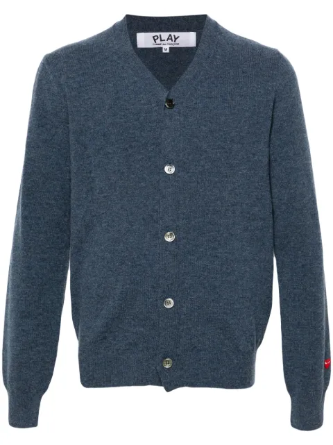 Comme Des Garçons Play heart-patch wool cardigan Blue AXN092051
