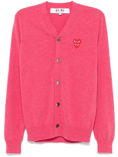 Comme Des Garçons Play V-neck double heart-patch cardigan Pink AXN076051
