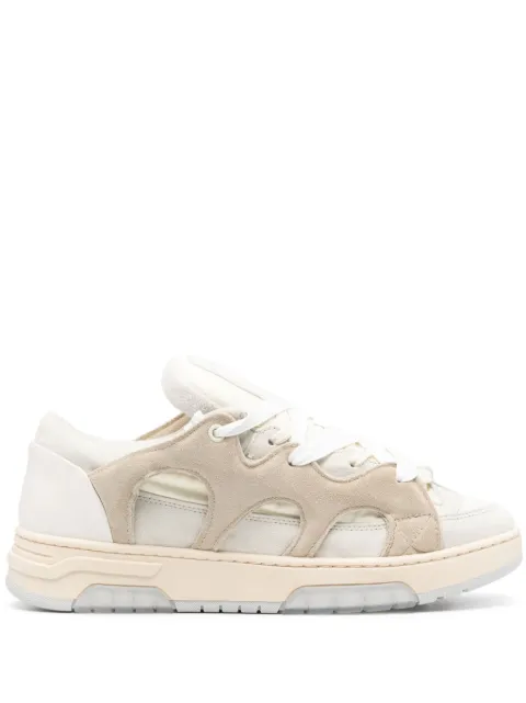 SANTHA panelled padded leather sneakers Neutrals YU01S1ORCO