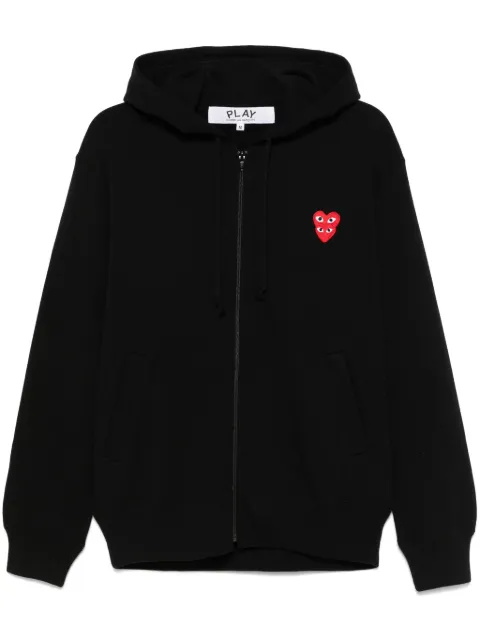 Comme Des Garçons Play double heart-patch hoodie Black P1T294