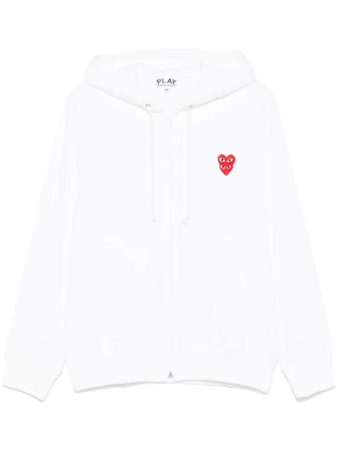 Comme Des Garçons Play Double Heart-patch hoodie White AXT294051
