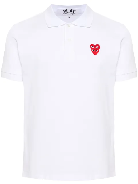 Comme Des Garçons Play heart-patch cotton polo shirt White AXT290051