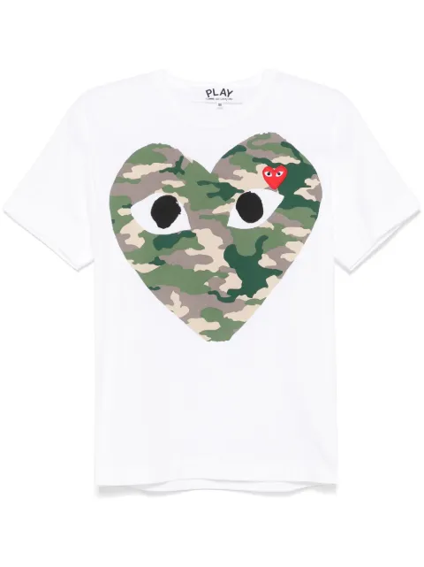 Comme Des Garçons Play heart-print camouflage-pattern T-shirt White AXT242051