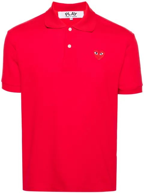 Comme Des Garçons Play Heart-patch piqué polo shirt Red AXT0060514