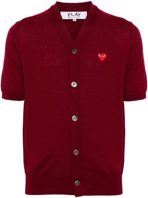 Comme Des Garçons Play Play heart-patch short-sleeve cardigan Red AXN096051