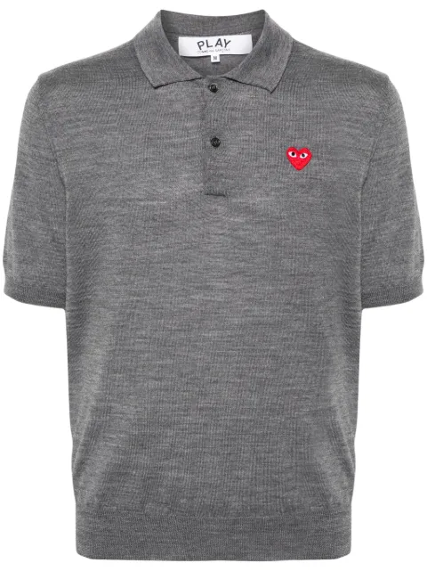 Comme Des Garçons Play heart-patch wool polo shirt Grey AXN094051