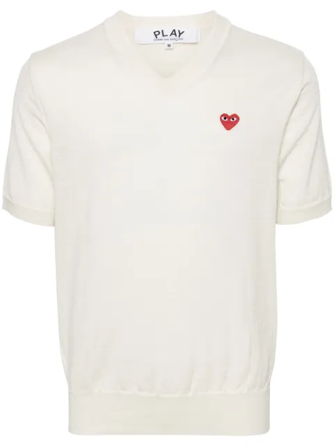Comme Des Garçons Play heart-patch wool jumper White AXN093051