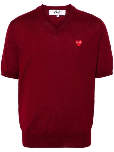 Comme Des Garçons Play heart-patch wool jumper Red AXN093051
