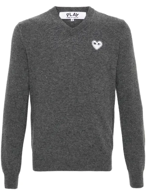 Comme Des Garçons Play Heart-patch V-neck wool jumper Grey AXN060051