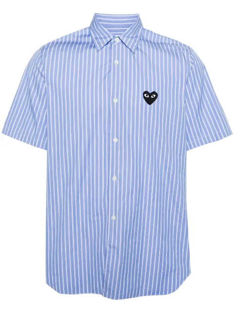 Comme Des Garçons Play Heart-patch striped shirt Blue AXB022051