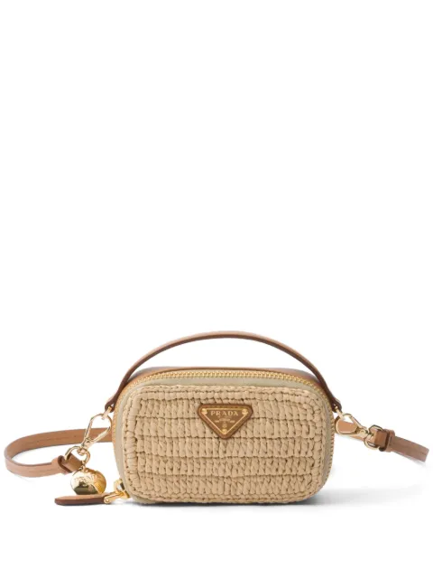 Prada logo-plaque crochet mini bag Neutrals 1NR0252CYC