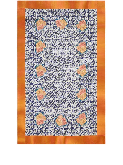 Lisa Corti Arabesque Corolla cotton tablecloth (270cm x 180cm) Blue ARCO180X270BNA