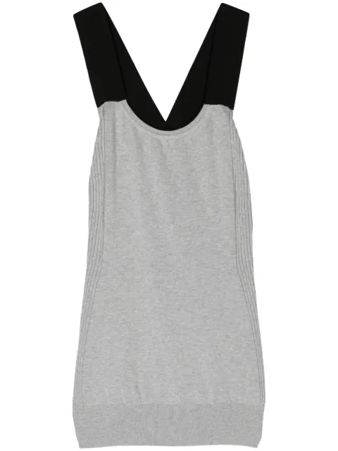 Plan C crossover-straps fine-knit top Grey TPCMF03A00FC001