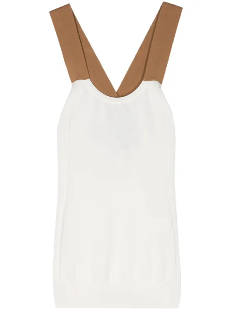 Plan C crossover-straps fine-knit top White TPCMF03A00FC001