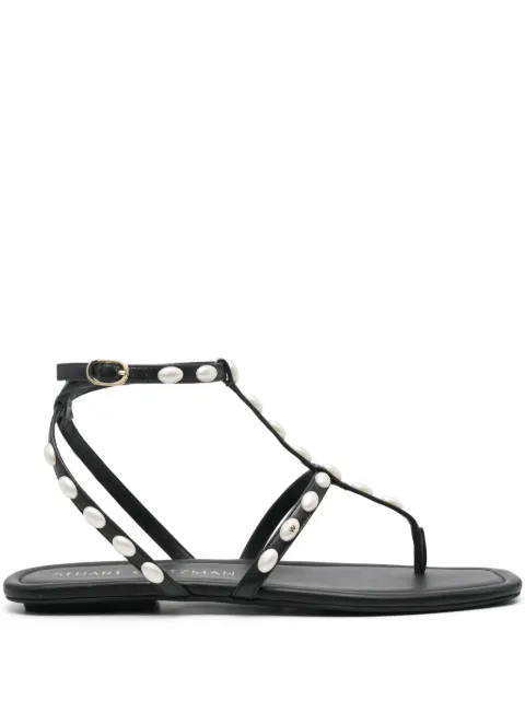 Stuart Weitzman Pearlita leather flat sandals Black SH529LAR