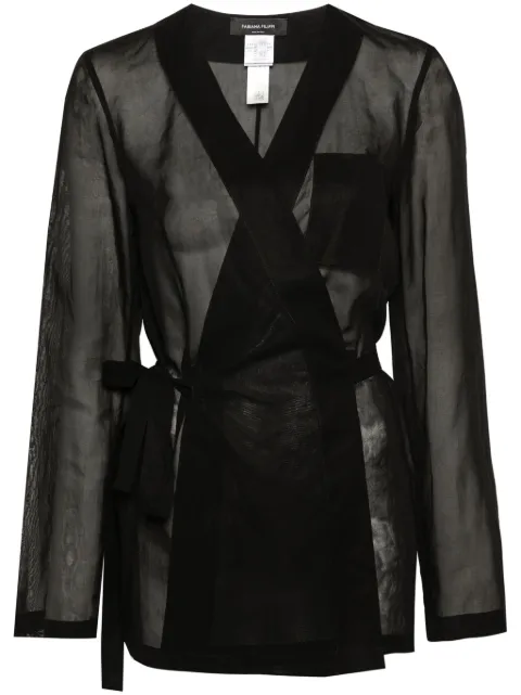 Fabiana Filippi moire wrap shirt Black GCD274F209H487825