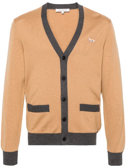 Maison Kitsuné Baby Fox-patch wool cardigan Neutrals MM00505KT1036